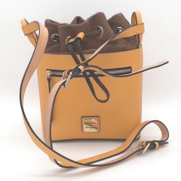 Dooney & Bourke Handbags - Dooney & Bourke leather drawstring crossbody (Mustard yellow)